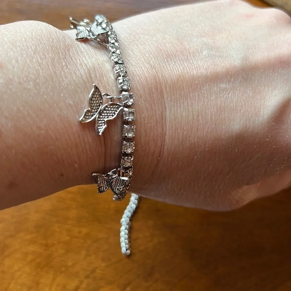 Bundle Sale 3 for $15 | Rhinestone Covered | 7” - 11” Butterfly Tennis Bracelet